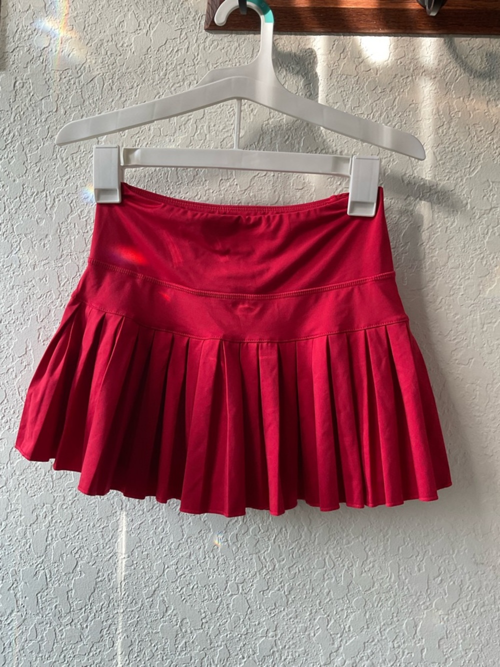 Red Pleated amazon skirt
